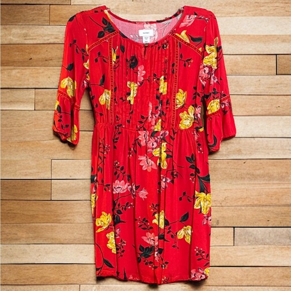 3/$15 Old Navy Plus Red Floral Mini Dress - Picture 1 of 4
